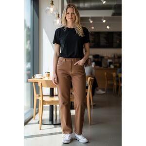 REFORMATION Jeans Size 27 Dark Khaki Pants Denim Chocolate Cowboy Straight Leg